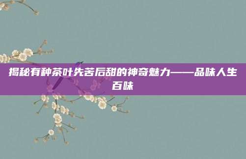 揭秘有种茶叶先苦后甜的神奇魅力——品味人生百味