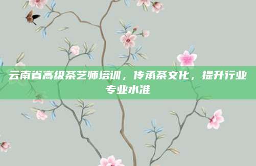 云南省高级茶艺师培训，传承茶文化，提升行业专业水准