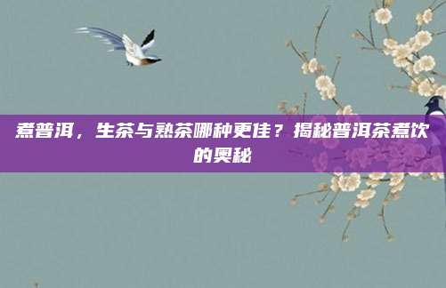 煮普洱，生茶与熟茶哪种更佳？揭秘普洱茶煮饮的奥秘