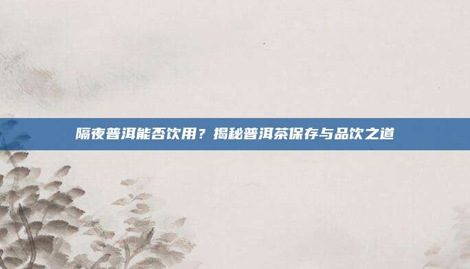 隔夜普洱能否饮用?揭秘普洱茶保存与品饮之道