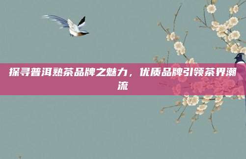 探寻普洱熟茶品牌之魅力，优质品牌引领茶界潮流
