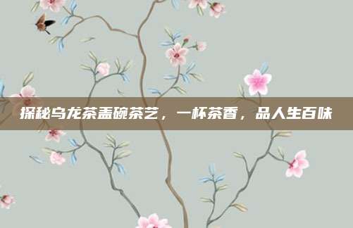 探秘乌龙茶盖碗茶艺,一杯茶香,品人生百味