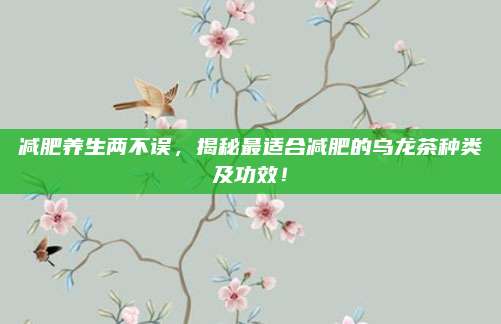 减肥养生两不误,揭秘最适合减肥的乌龙茶种类及功效!