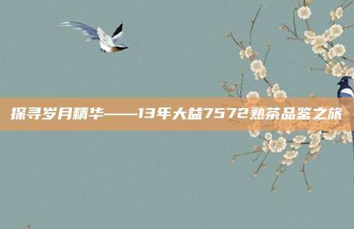探寻岁月精华——13年大益7572熟茶品鉴之旅