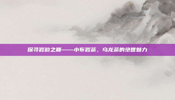 探寻岩韵之巅——小布岩茶，乌龙茶的绝世魅力