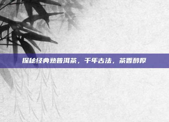 探秘经典熟普洱茶,千年古法,茶香醇厚