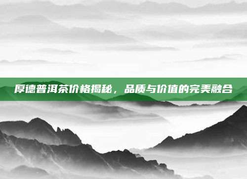 厚德普洱茶价格揭秘，品质与价值的完美融合