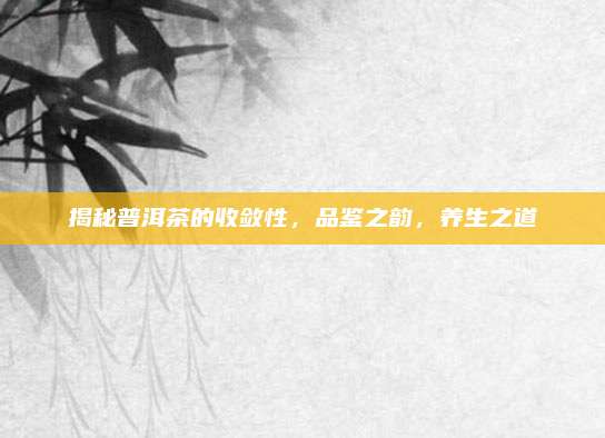揭秘普洱茶的收敛性，品鉴之韵，养生之道