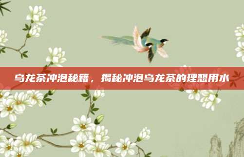 乌龙茶冲泡秘籍,揭秘冲泡乌龙茶的理想用水