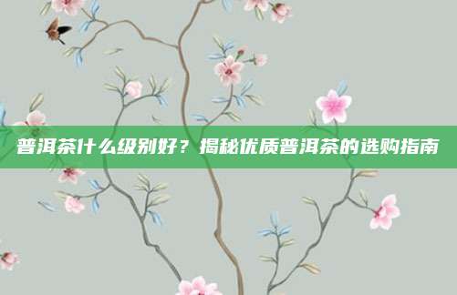 普洱茶什么级别好？揭秘优质普洱茶的选购指南