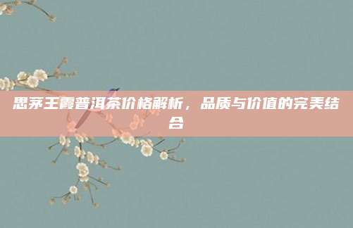 思茅王霞普洱茶价格解析，品质与价值的完美结合