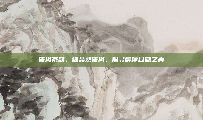 普洱茶韵，细品熟普洱，探寻醇厚口感之美