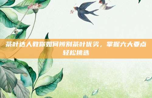 茶叶达人教你如何辨别茶叶优劣，掌握六大要点轻松挑选