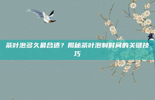茶叶泡多久最合适？揭秘茶叶泡制时间的关键技巧