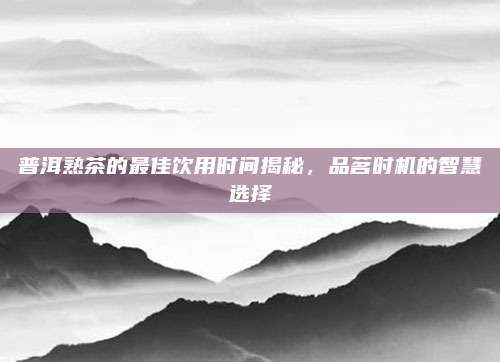 普洱熟茶的最佳饮用时间揭秘,品茗时机的智慧选择