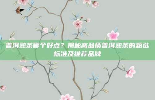 普洱熟茶哪个好点？揭秘高品质普洱熟茶的甄选标准及推荐品牌
