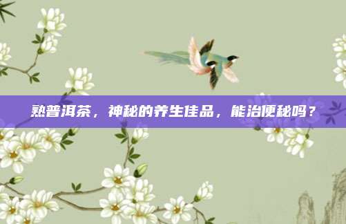 熟普洱茶，神秘的养生佳品，能治便秘吗？