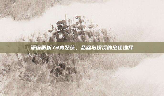 深度解析73青熟茶，品鉴与投资的绝佳选择
