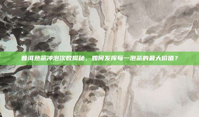 普洱熟茶冲泡次数揭秘,如何发挥每一泡茶的最大价值?