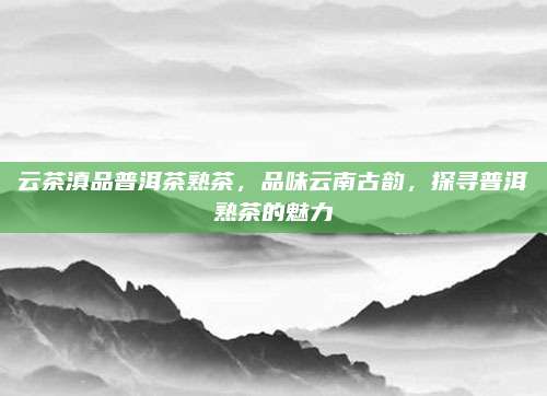 云茶滇品普洱茶熟茶，品味云南古韵，探寻普洱熟茶的魅力