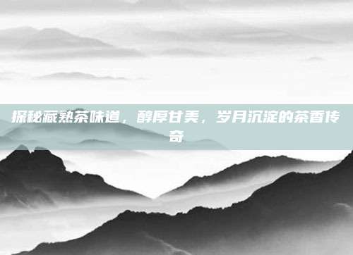 探秘藏熟茶味道，醇厚甘美，岁月沉淀的茶香传奇