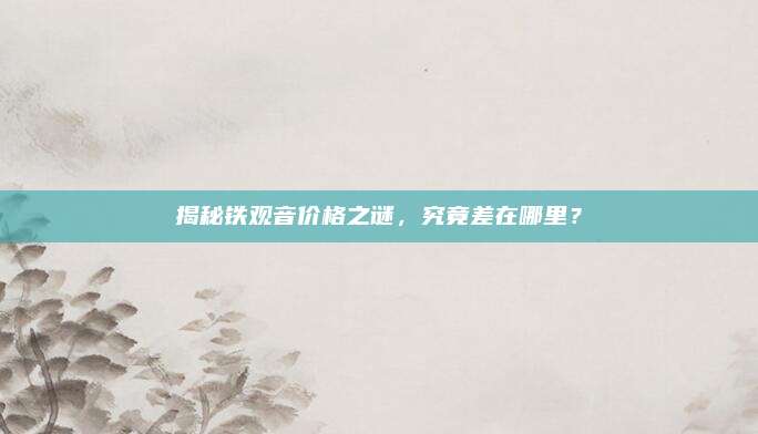 揭秘铁观音价格之谜,究竟差在哪里?
