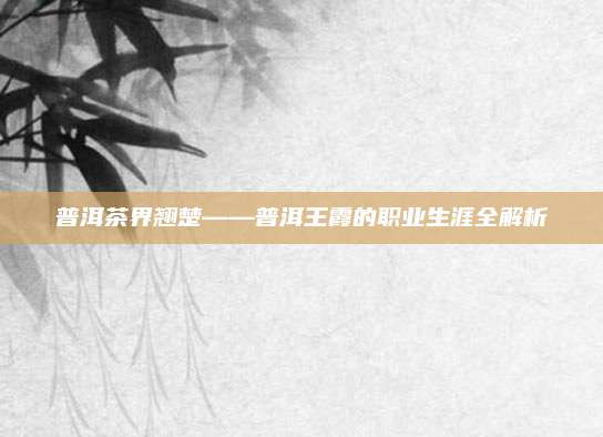 普洱茶界翘楚——普洱王霞的职业生涯全解析