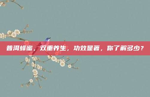 普洱蜂蜜，双重养生，功效显著，你了解多少？