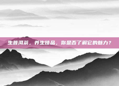 生普洱茶,养生佳品,你是否了解它的魅力?