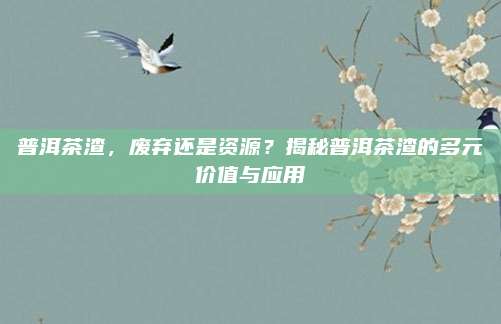 普洱茶渣，废弃还是资源？揭秘普洱茶渣的多元价值与应用