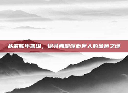 品鉴陈年普洱，探寻那深邃而迷人的汤色之谜