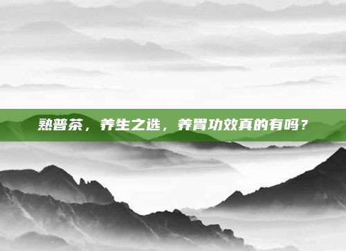 熟普茶，养生之选，养胃功效真的有吗？