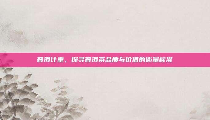 普洱计重,探寻普洱茶品质与价值的衡量标准