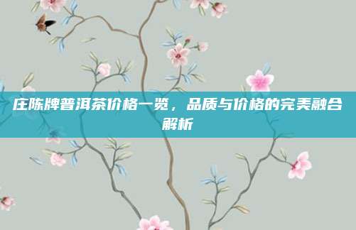 庄陈牌普洱茶价格一览，品质与价格的完美融合解析