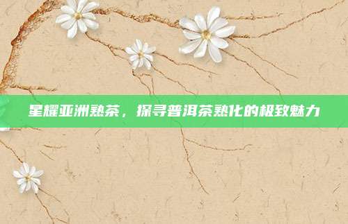 星耀亚洲熟茶，探寻普洱茶熟化的极致魅力