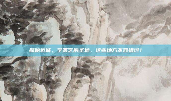 探秘运城,学茶艺的圣地,这些地方不容错过!