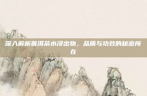 深入解析普洱茶水浸出物，品质与功效的秘密所在