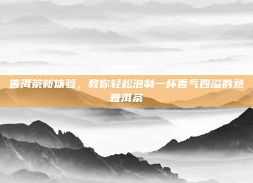 普洱茶新体验,教你轻松泡制一杯香气四溢的熟普洱茶