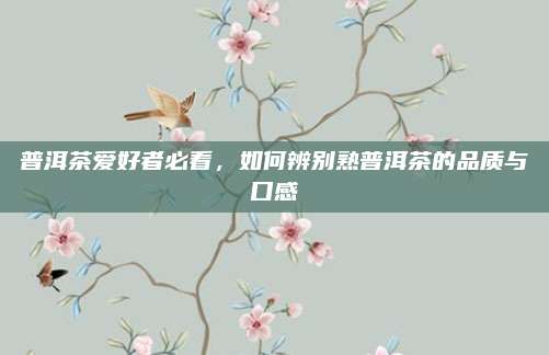 普洱茶爱好者必看，如何辨别熟普洱茶的品质与口感