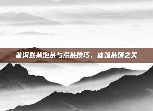 普洱熟茶泡茶与煮茶技巧，体验茶汤之美