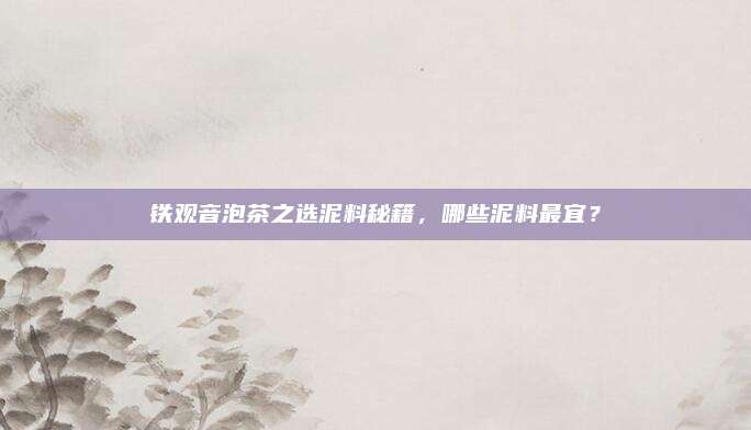铁观音泡茶之选泥料秘籍，哪些泥料最宜？