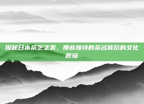 探秘日本茶艺之美,那些独特的茶名背后的文化底蕴