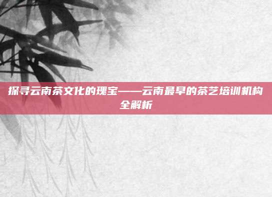 探寻云南茶文化的瑰宝——云南最早的茶艺培训机构全解析