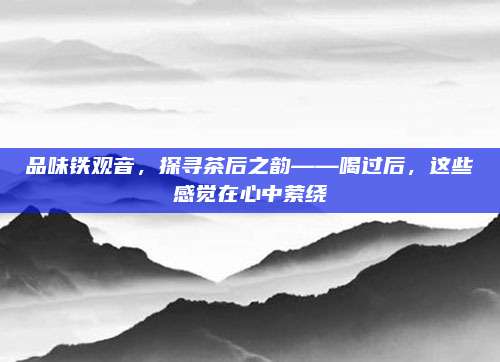 品味铁观音，探寻茶后之韵——喝过后，这些感觉在心中萦绕
