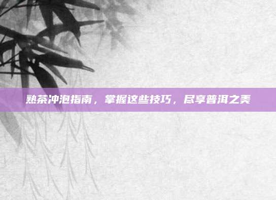熟茶冲泡指南，掌握这些技巧，尽享普洱之美