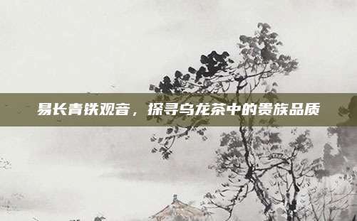 易长青铁观音，探寻乌龙茶中的贵族品质