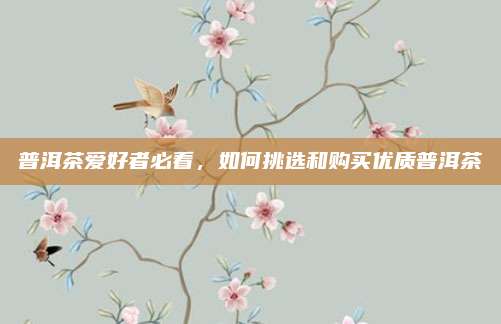 普洱茶爱好者必看，如何挑选和购买优质普洱茶