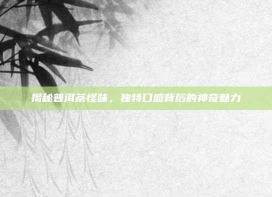 揭秘普洱茶怪味，独特口感背后的神奇魅力