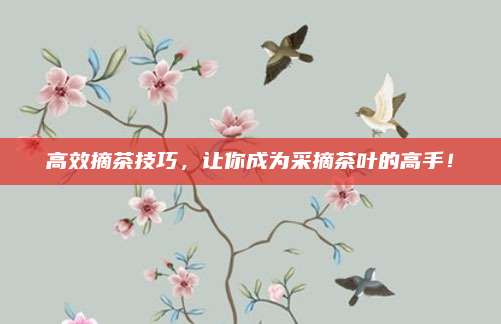 高效摘茶技巧，让你成为采摘茶叶的高手！