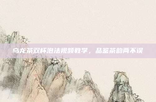 乌龙茶双杯泡法视频教学，品鉴茶韵两不误